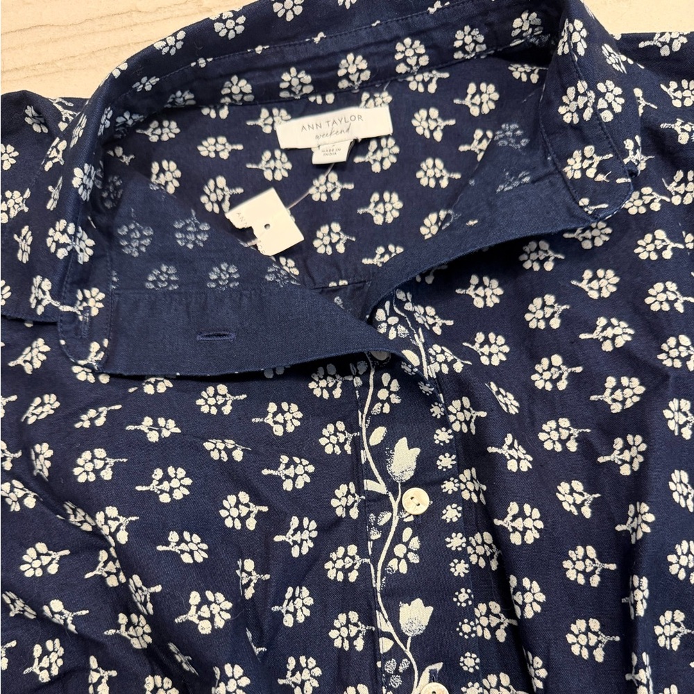 Ann Taylor Weekend Navy and White Floral Dress - Picture 6 of 13